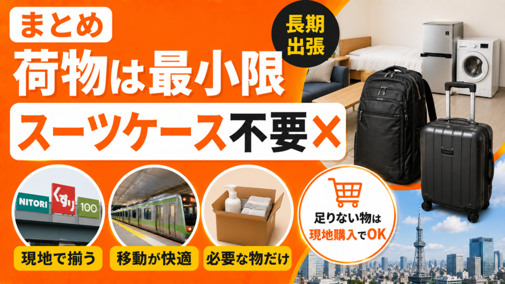 長期出張での荷物最小化：スーツケース不要論