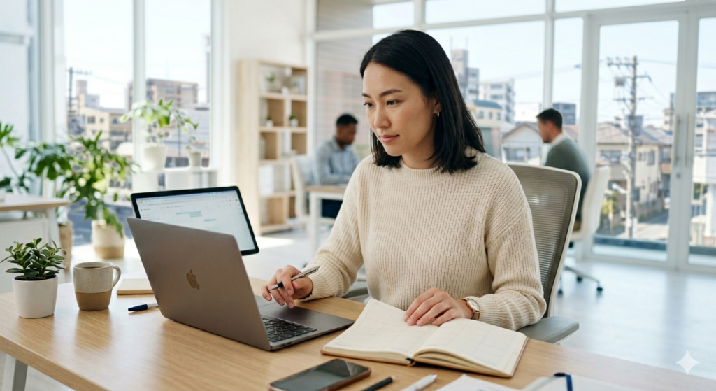 宿泊予約のタイミングを検討しているビジネスシーン