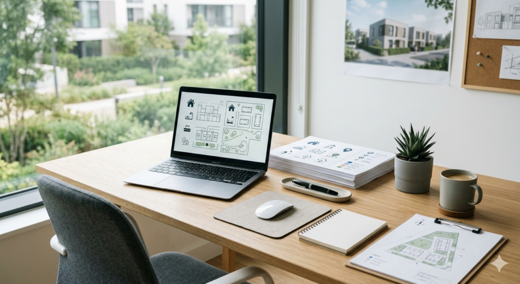 複数の社員住居を管理しているイメージ