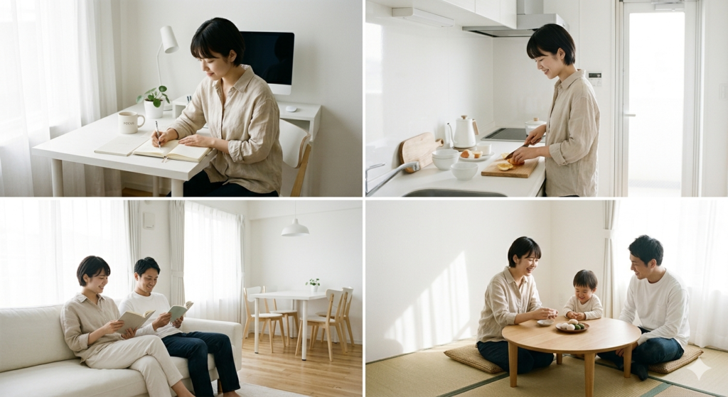 単身者や家族などライフスタイル別の仮住まい生活イメージ