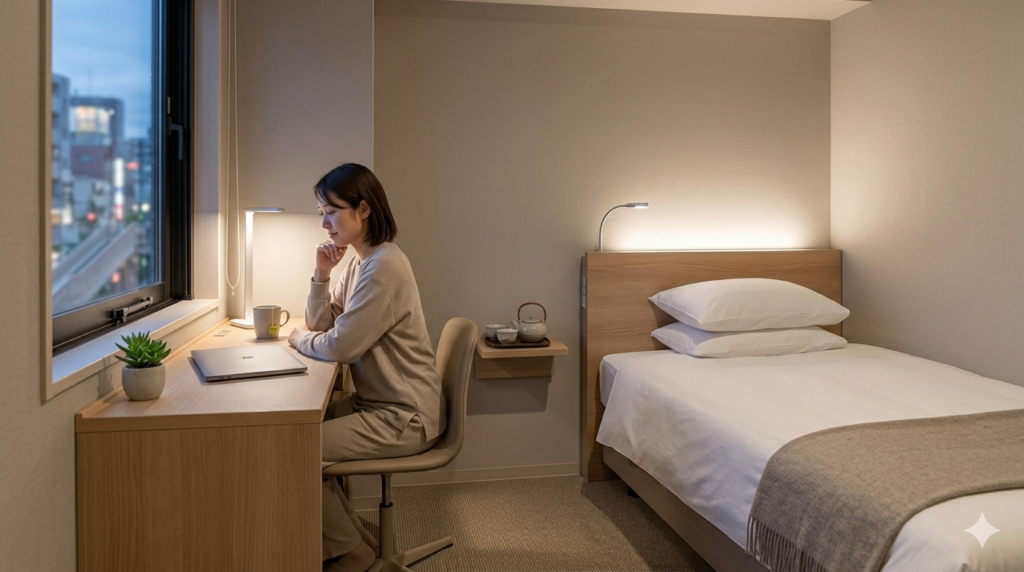 ビジネスホテルで過ごす生活イメージ