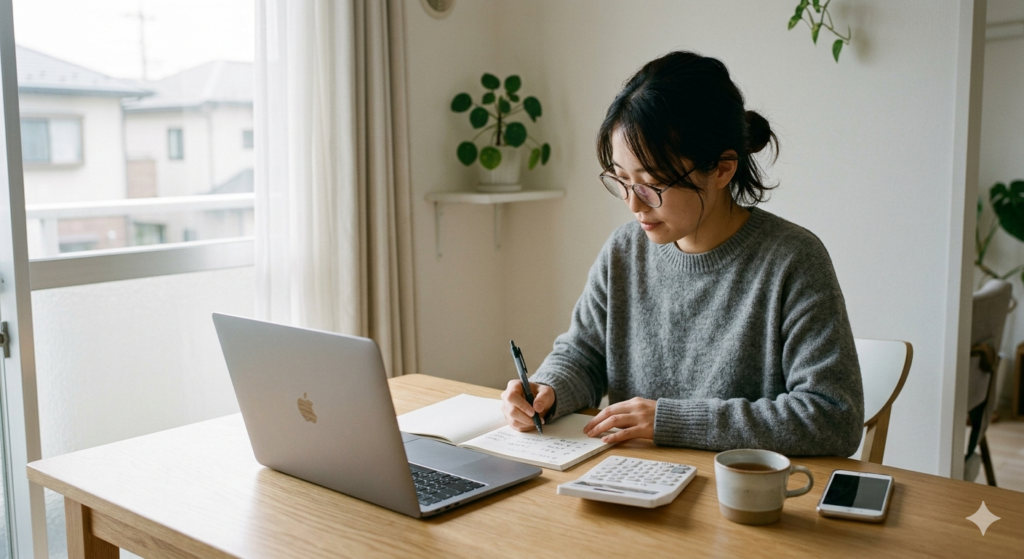 ホテルとマンスリーマンションの費用比較を考えているイメージ