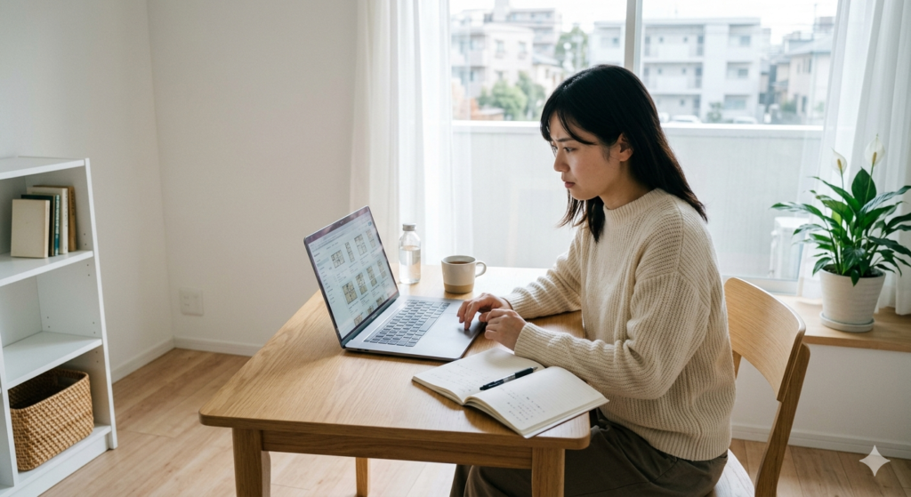 名古屋のマンスリーマンション契約前に注意点を確認しているイメージ