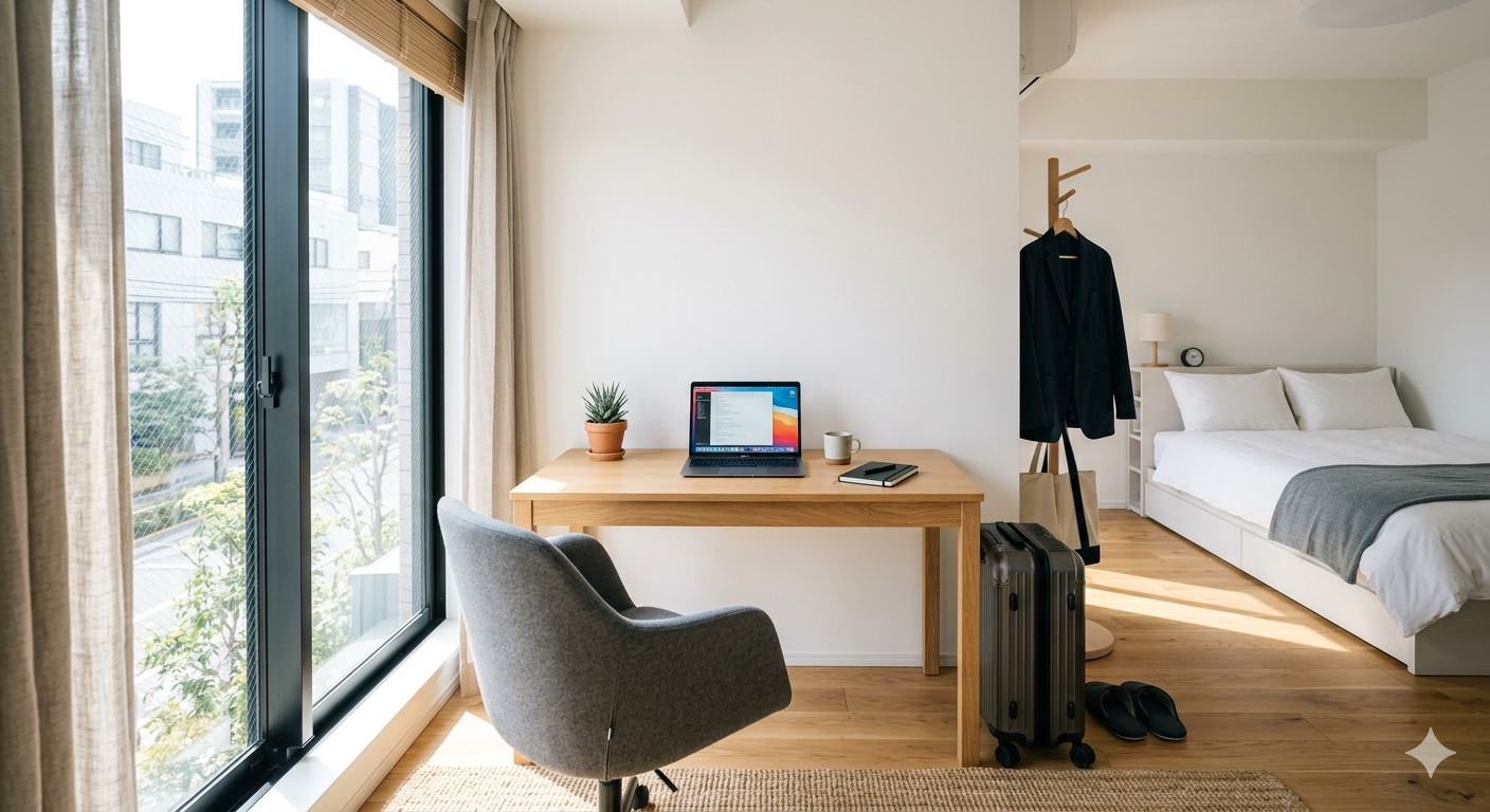 名古屋で1ヶ月出張する際のマンスリーマンションの室内イメージ