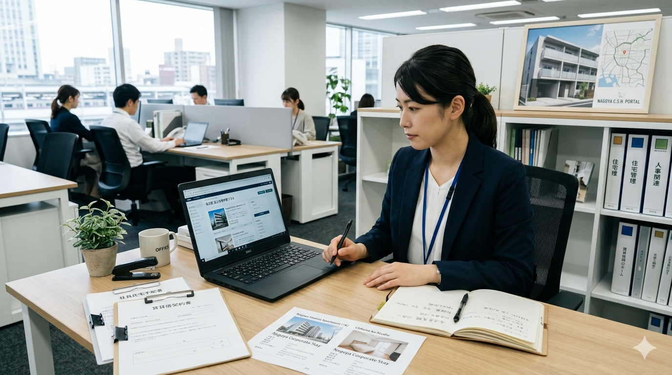 名古屋で法人向け短期賃貸を手配する総務担当のイメージ