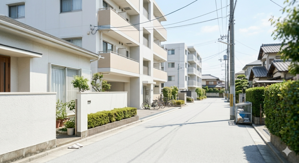 名古屋のマンスリーマンション周辺の落ち着いた住宅エリアの街並み