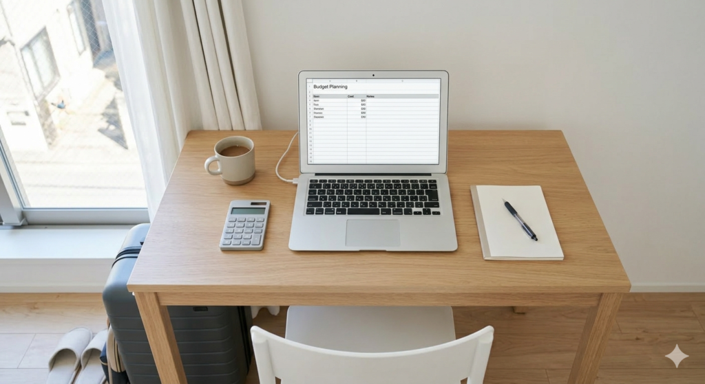 名古屋のマンスリーマンション費用を比較検討するデスク環境