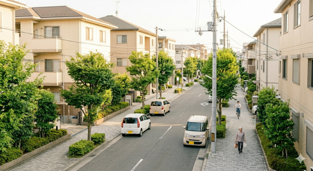 名古屋で治安が良いとされる落ち着いた住宅街のイメージ