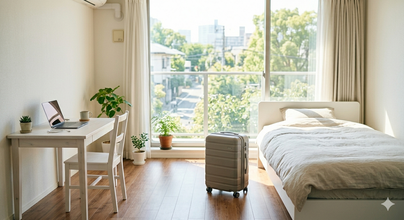 名古屋栄エリアで1ヶ月短期滞在するための落ち着いた室内イメージ