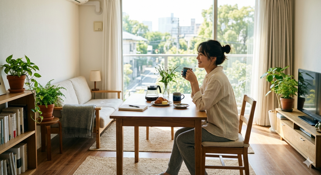 名古屋で快適に仮住まい生活を送る落ち着いた暮らしのイメージ