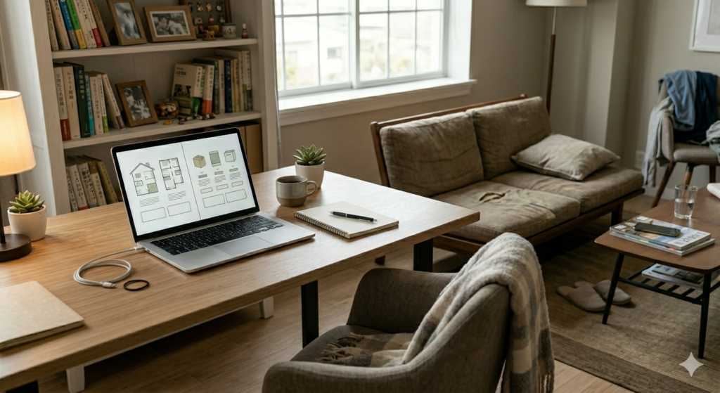 1ヶ月滞在のリアルな生活を感じる室内イメージ