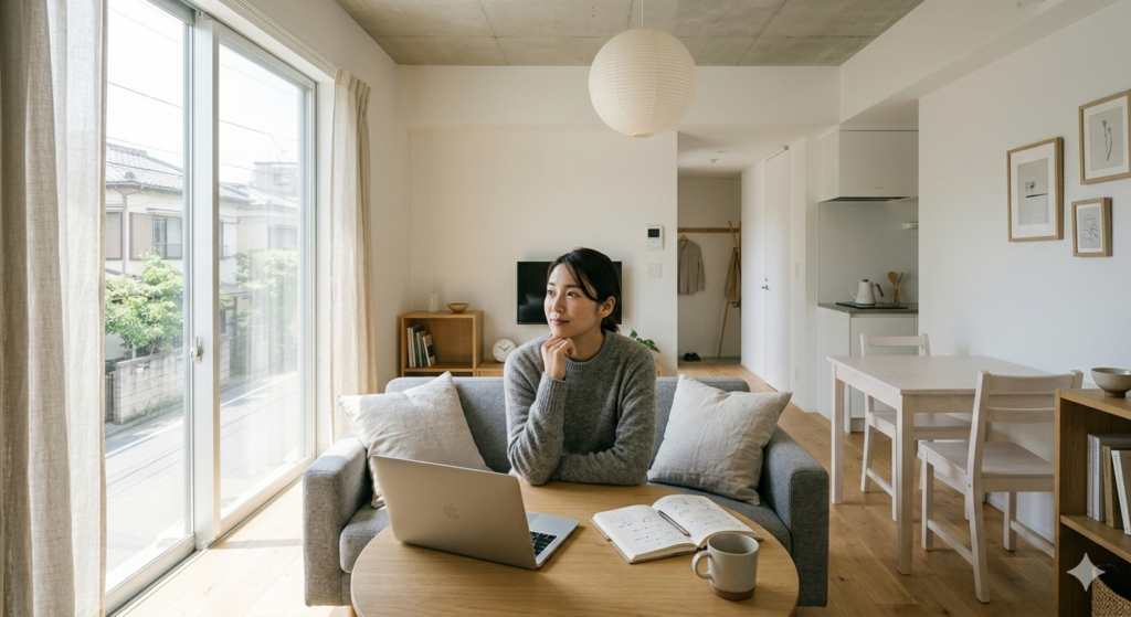 仮住まいのエリア選びについて考える入居者のイメージ