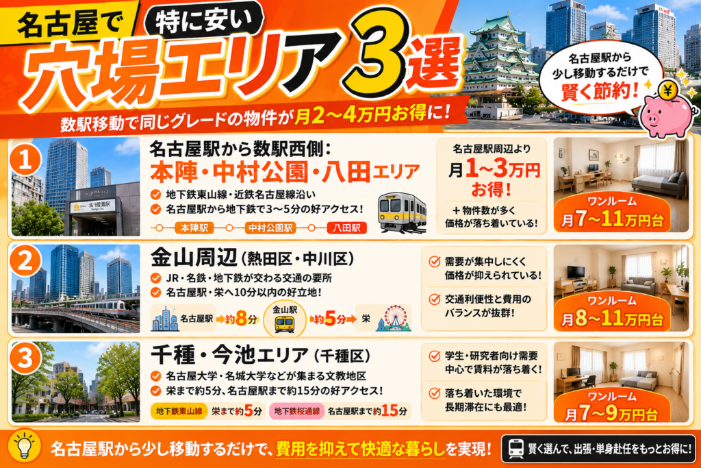 名古屋で特に安い穴場エリア3選