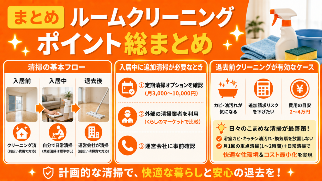 まとめ マンスリーマンションのルームクリーニング