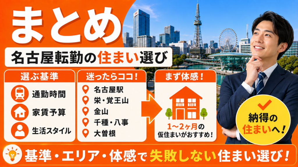 名古屋転勤で住む場所を選ぶポイント