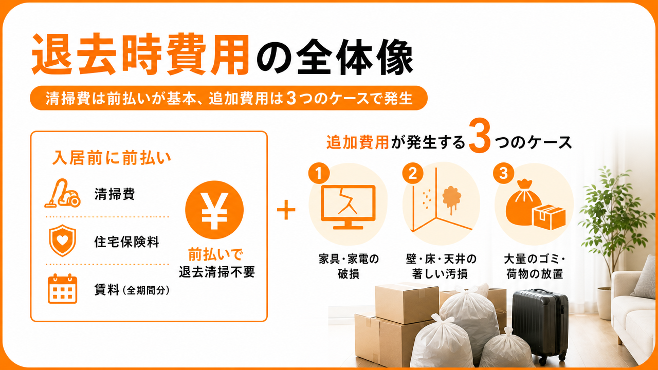 退去時にかかる費用の全体像の図解