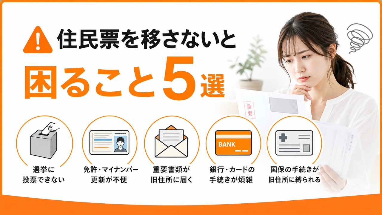住民票を移さないと具体的に困ること5選の図解