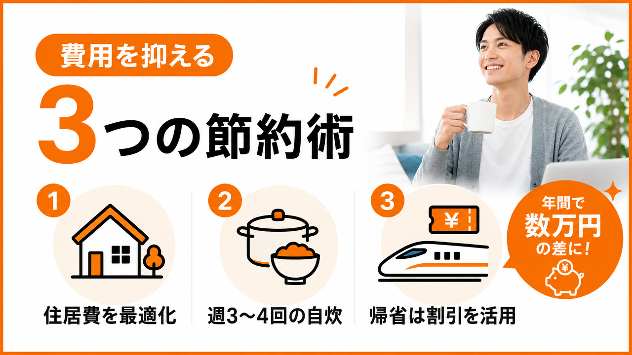 費用を抑える3つの節約術の図解