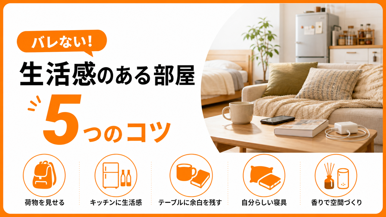 来客時にマンスリー住まいと気づかれないための5つのコツの図解