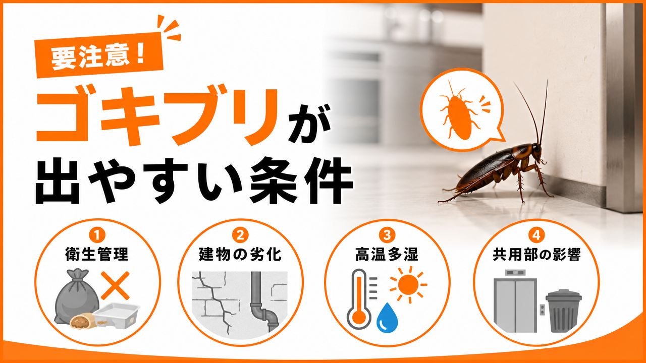 マンスリーマンションでゴキブリが出やすい条件の図解