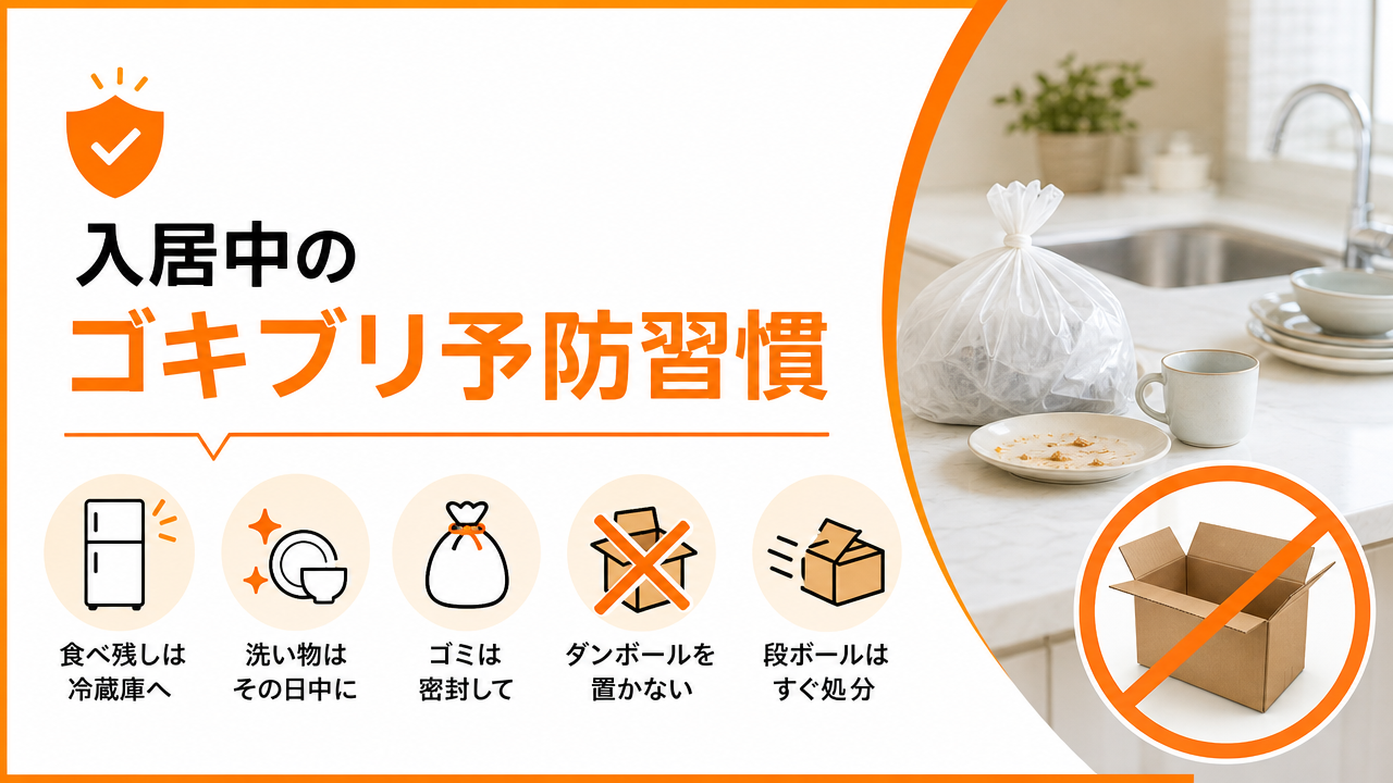 入居中のゴキブリ予防習慣の図解