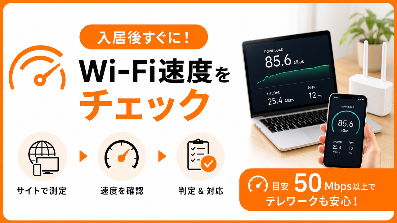 入居後にWi-Fi速度を確認する方法の図解
