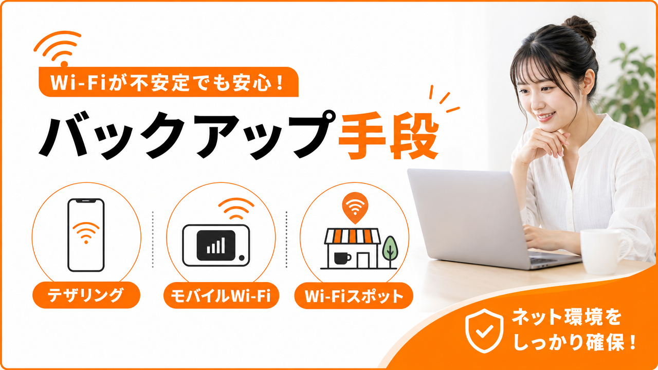 Wi-Fi環境が不満な場合のバックアップ手段の図解