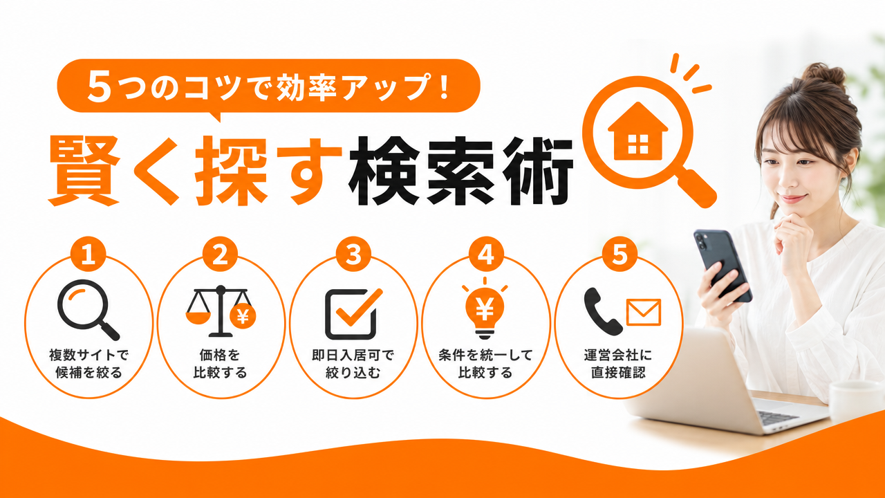 複数サイトを使いこなす実践的な検索術の図解