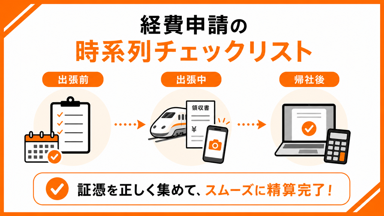 経費申請の時系列チェックリストの図解