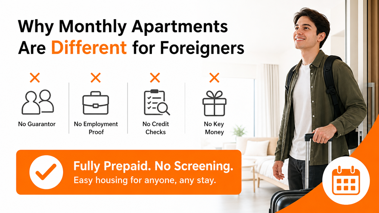 Why Monthly Apartments Are Different for Foreignersの図解