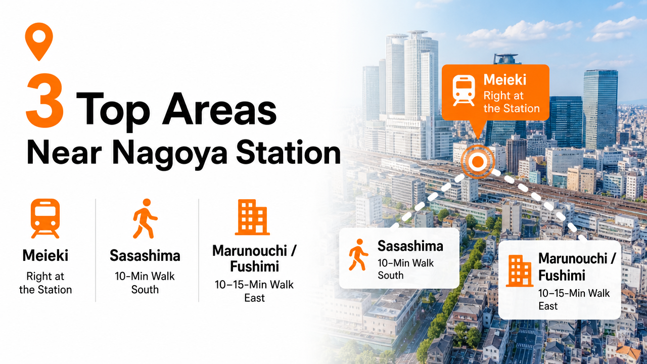 Neighborhoods Close to Nagoya Stationの図解