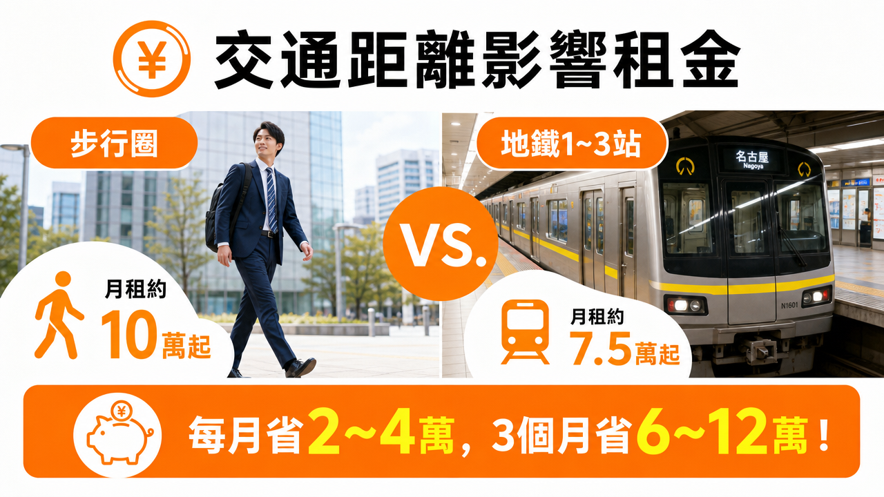 費用行情:步行圈 vs 地鐵幾站の図解