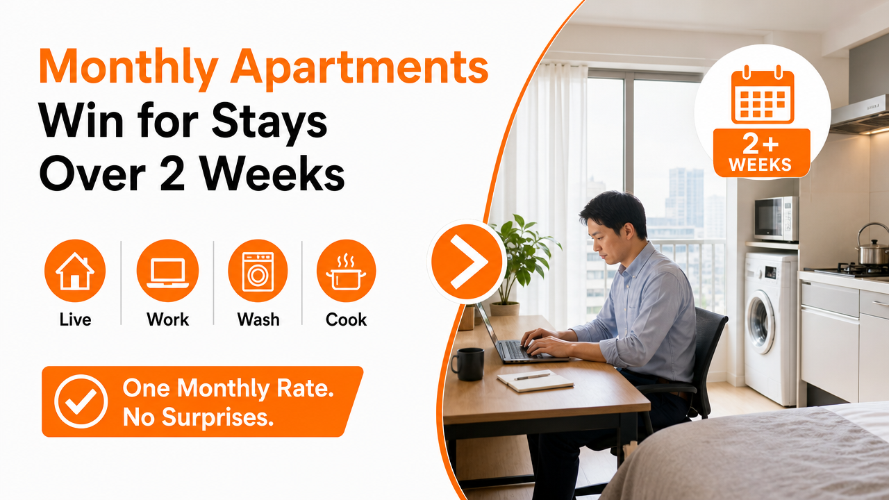 Why Monthly Apartments Beat Business Hotels for Assignments Over 2 Weeksの図解