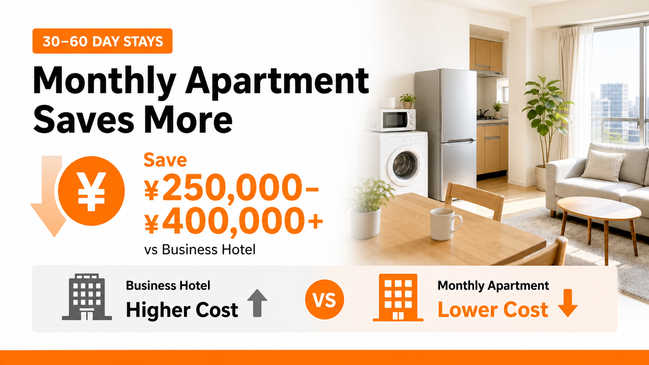 Real Cost Comparison: Monthly Apartment vs Business Hotelの図解