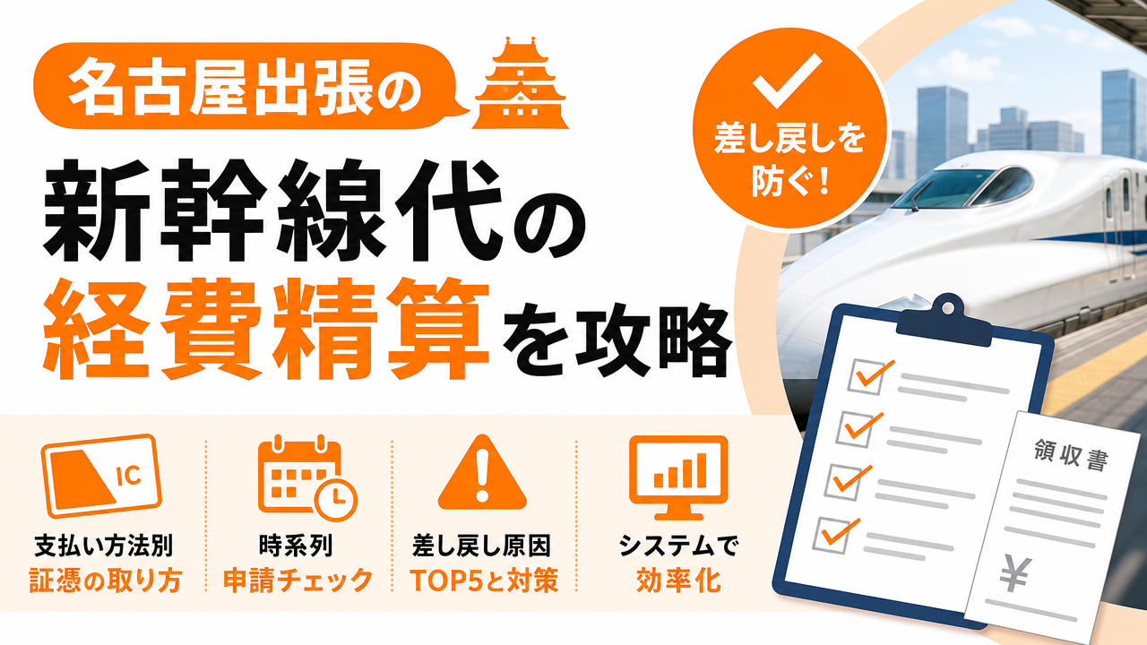 名古屋出張の新幹線代を経費精算する方法｜領収書の取り方・申請手順・差し戻し防止のアイキャッチ